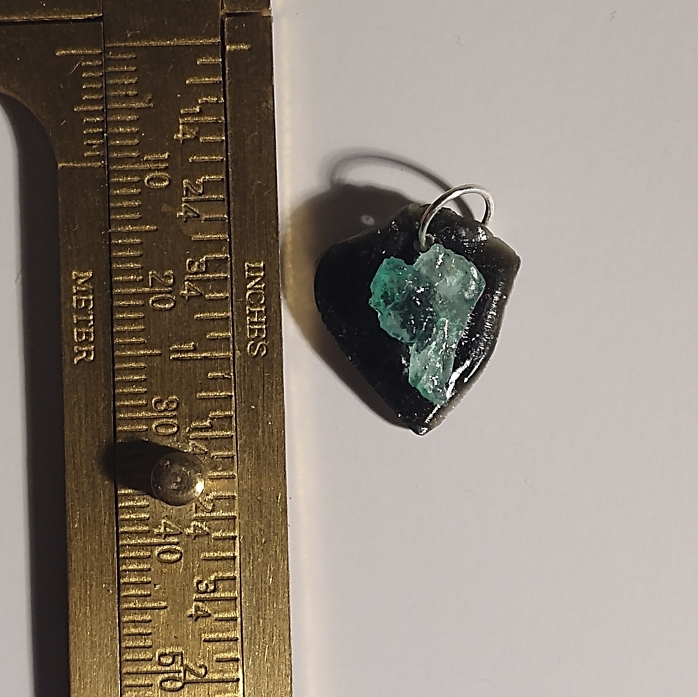 Natural Emerald/ Black Obsidian Pendant